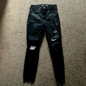 Black High-Waisted, Ripped Jeans